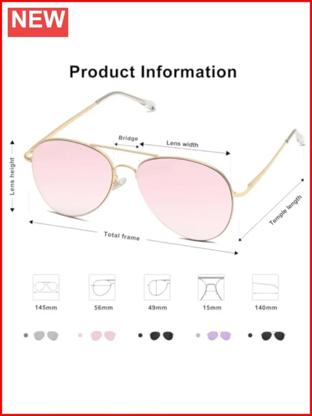 Classic Aviator Sunglasses for Women Men Metal Frame Spring Hinges